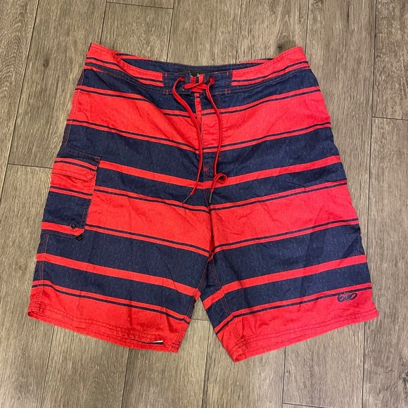 Nike 6.0 Board Shorts Swim Trunks Red Blue Stripe Men's Size 34 - Picture 1 of 8